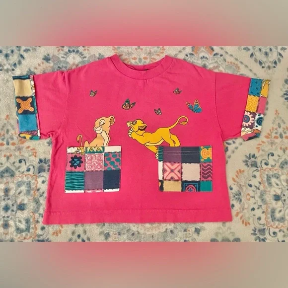 Disney The Lion King Simba Nala Butterfly Duel Pocket Shirt Youth Vintage